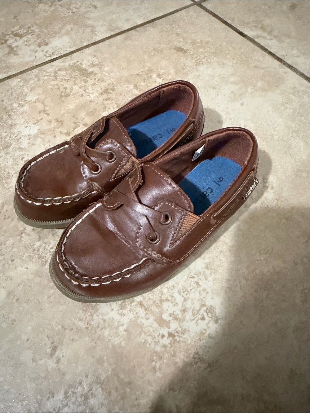 Carter's Brown Leather Moccasin Boat Shoes for Kids